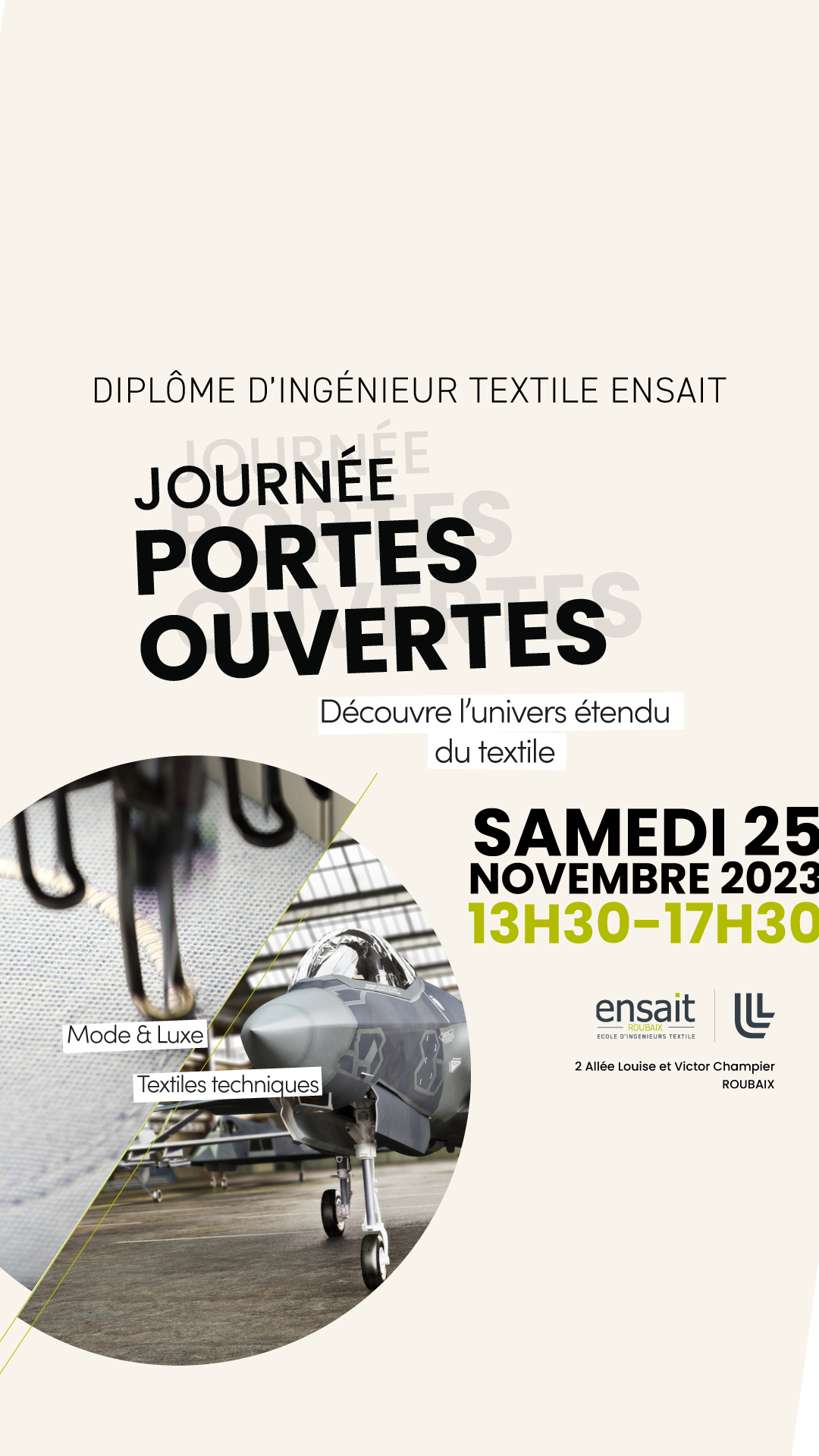 Lire la suite à propos de l’article Journée portes ouvertes ENSAIT : samedi 25 novembre 2023