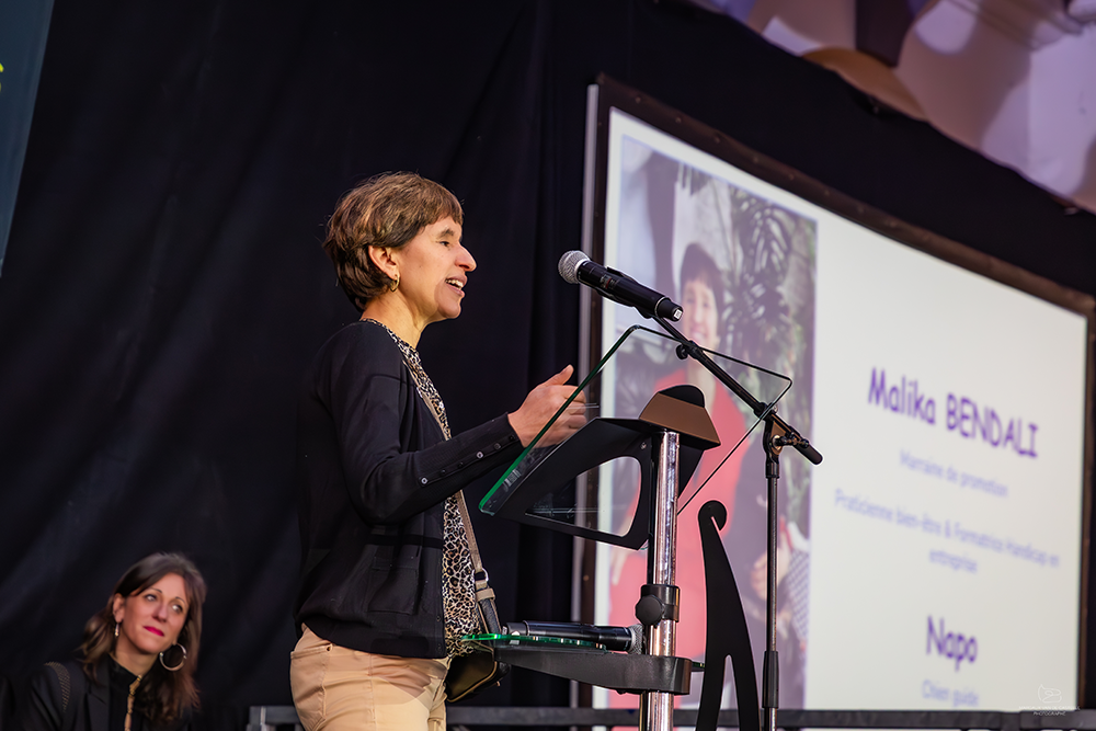 Malika Bendali, marraine de promotion 2025 ENSAIT, lors de la cérémonie de remise des diplômes